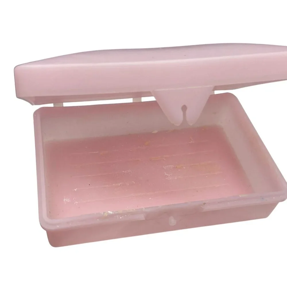 Vintage Stanley Home Products Pink Plastic Soap Dish With Floral Soap 4